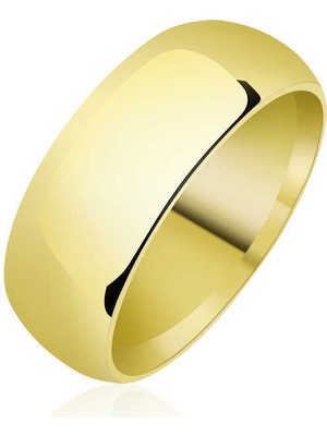 8 mm Düz Bombeli Gold Gümüş Alyans - 25