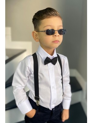 Entel Erkek Çocuk Beyaz Gömlek Siyah Askı Papyon Takım