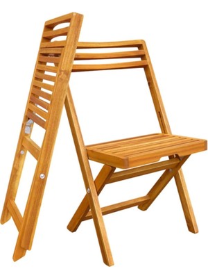 Teknotrust Masif Ağaç Slat Katlanır Dış Mekan Sandalyesi 50X50X88,5CM, 2 Adet, Altın Ton