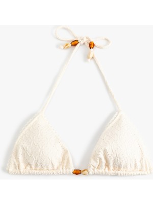 Koton Aksesuarlı Brodeli Üçgen Bikini Üstü