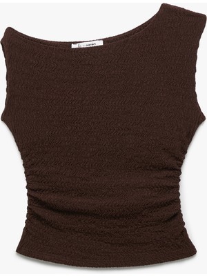 Koton Drapeli Asimetrik Yaka Bürümcük Kolsuz Bluz