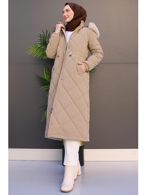 Clara Kürklü Mont Bej