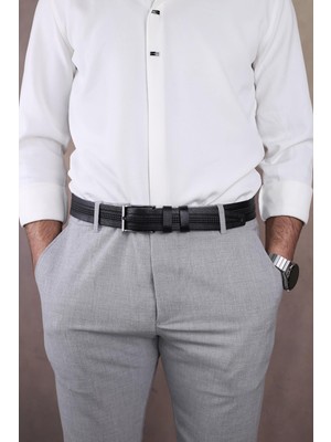 Papuç Sepeti Smt- 4405 Erkek Hakiki Deri Klasik Kumaş Kemeri