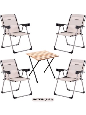 Teknotrust 4'lü Katlanır Kamp Sandalyesi ve Masa Seti, Bardaklık, 140 Kg, Renk Seçenekleri