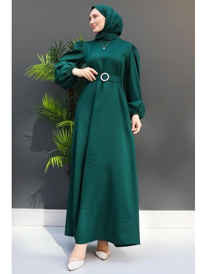 Feyza Tesettür Elbise Zümrüt