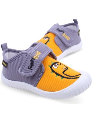 Gezer Erkek Çocuk Cırtlı Panduf Ayakkabı Sarı Renkli Yıkanabilir Kumaş Malzeme ile