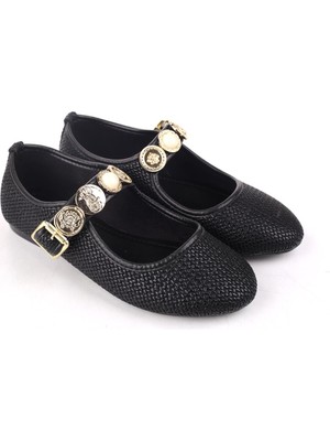 Papuç Sepeti 4709 Rahat Taban Broş Detaylı Kadın Babet Ayakkabı