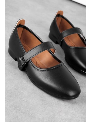 Papuç Sepeti BN101 Kemer Detaylı Günlük Kadın Babet Ayakkabı