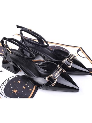 Papuç Sepeti 865 Kadın Rugan Klasik Topuklu Ayakkabı