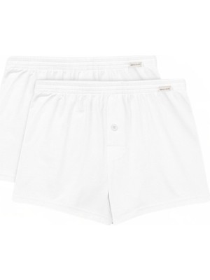 Katia & Bony 2'li Paket Basic Modal Loose Fit Erkek Boxer Beyaz/Beyaz