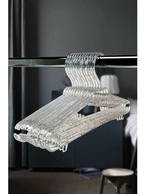 Şeffaf Büyük Boy Elbise Askısı 36'lı Paket, Kristal Görünümlü Organizer Seti