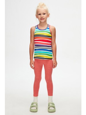 Handdrawn Stripe Kız Çocuk Desenli Kolsuz Tişört