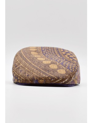 Erkek Desenli Yazlık Kasket Şapka-Kahve