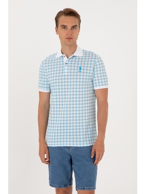 U.S. Polo Assn. Erkek Regular Fit Polo Yaka Turkuaz Desenli Tişört 50299672-VR093