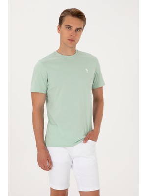 U.S. Polo Assn. Erkek Regular Fit Bisiklet Yaka Su Yeşili Tişört 50299544-VR048
