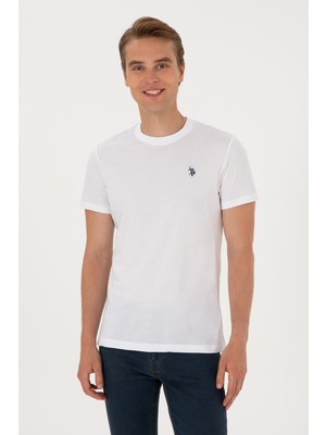 U.S. Polo Assn. Erkek Regular Fit Bisiklet Yaka Beyaz Basic Tişört 50298015-VR013