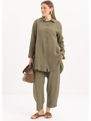 Haki-Arkası Uzun Patlı Gömlek