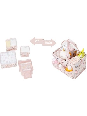 Bebek 6'lı Oda ve Valiz Düzenleyici Seti, Pembe, Bakım Organizer