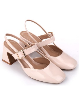 Papuç Sepeti 3004 Kadın 6 cm Topuklu Rugan Ayakkabı