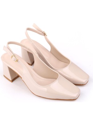 Papuç Sepeti 5510-1 Kadın 6 cm Kare Topuklu Rahat Rugan Ayakkabı