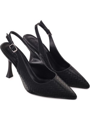 Papuç Sepeti 5031 Kadın 9 cm Topuklu Arkası Açık Stiletto Ayakkabı