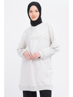 Taş-Önü Nakış Detaylı Likralı Sweat