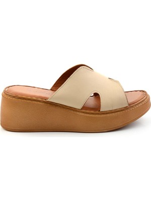 Bej Leather Kadın Terlik K04331126003