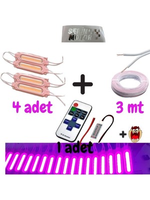 Cg Cup - Çakar Modül Kumanda + 4 Adet Pembe Parmak LED + 3 mt Kablo + Hedye Tzmanya Sticker