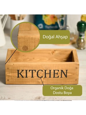 Ahşap Mutfak Kutusu, Düzenleyici ve Dekoratif, 30X16 Cm, Meşe Malzeme