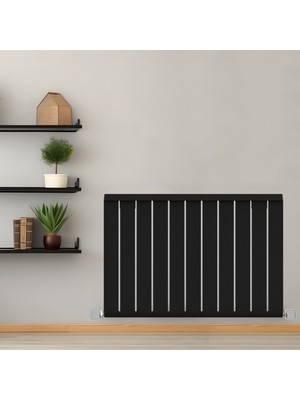 600X872MM Armoni Yatay Alüminyum Radyatör Silk Patern Black Pütürlü Siyah