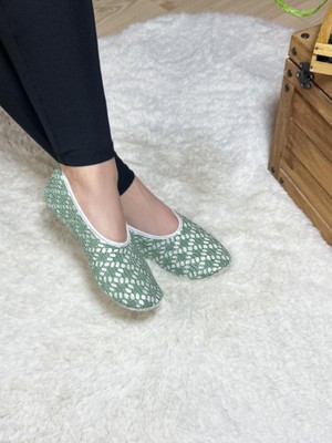 Kadın Ev Patiği Ev Babeti Parlak Yaldız Işlemeli Hava Alan Tasarım Kaydırmaz Taban Esnek Yapı