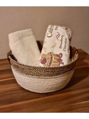 Bej Hasır Tress Dokuma Sepet, Düzenleyici, Şık ve Kullanışlı Depolama Çözümü