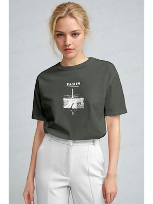 Millionaire Kadın Haki Paris Regular Fit Normal Kalıp T-Shirt