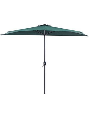 Galatı 270 cm Yarım Yuvarlak Bahçe Şemsiyesi, Gri, Uv Koruma, Paslanmaz Çelik Gövde