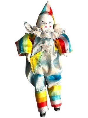 Porselen El Boyama Kumaş Kostümlü Palyaço Bebek