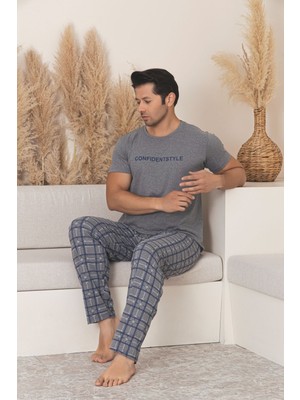 Erkek Ekose Desenli Kısa Kol Pijama Takım