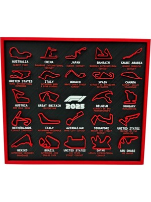 F1 Formula 1 2025 Pist Haritası – Yarış Tutkunlarına Özel Dekoratif Tablo🏁