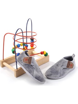 Gezer Ortopedik Çocuk Panduf Gri Renkli Erkek Çocuk İçin Konforlu Ayakkabı 03378