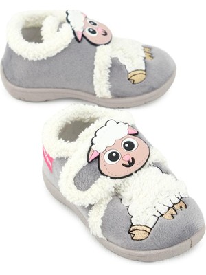 Gezer Unisex Çocuk Bebe Cırtlı Ayarlanabilir Gri Panduf Ayakkabı Erkek Çocuk İçin Rahat Kullanım