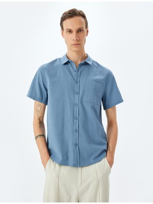 Koton Kısa Kollu Pamuklu Cep Detaylı Slim Fit Gömlek