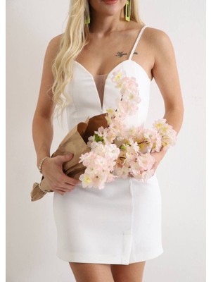 Tex Nova Kadın Derin V Yaka Sırt Dekolteli Fırsat Ürün Mini Elbise