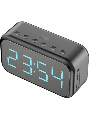 Canpay Kablosuz Hoparlör Dijital Saat Ve Alarm Özellikli, 6w Ses Çıkışı, Fm Radyo, Usb/Tf/Aux Girişli Siyah