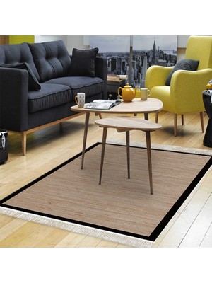 Alanur Home Kaymaz Taban Djt Banyo Mutfak Salon Halı  Trend Saçaklı Dokuma Desen E5001