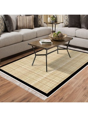 Alanur Home Kaymaz Taban Djt Banyo Mutfak Salon Halı  Trend Saçaklı Dokuma Desen E5007