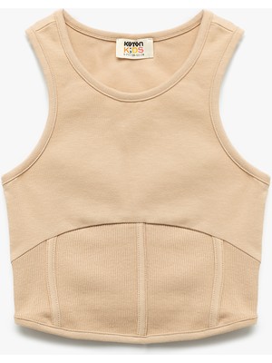 Koton Pamuklu Korse Detaylı Bisiklet Yaka Kolsuz Crop Atlet