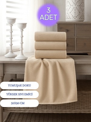 Embays Collection 50X90CM Pamuklu Havlu ( 3 Adet ) Berber Havlusu, Kuaför Havlusu, Sporcu Havlusu, El Yüz Havlusu
