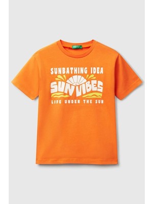 United Colors Of Benetton Erkek Çocuk Tshirt Turuncu 3JERC10PE