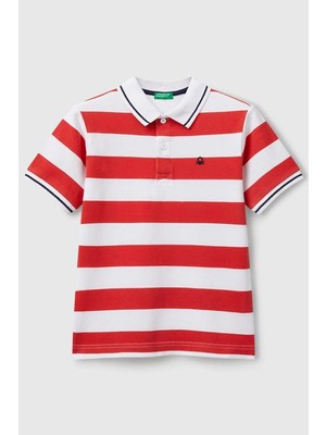 United Colors Of Benetton Erkek Çocuk Çizgili Polo T Shirt Kırmızı 39QAC301T