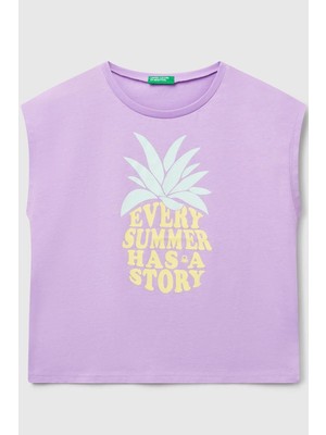 United Colors Of Benetton Kız Çocuk G Tshirt Lila 3JERC10PB