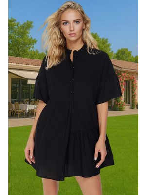 Kadın A Line Flamlı Pamuk Mini Elbise Yazlık Plaj Stili Modern Stil Dayanıklı Malzeme Seçkin Malzeme